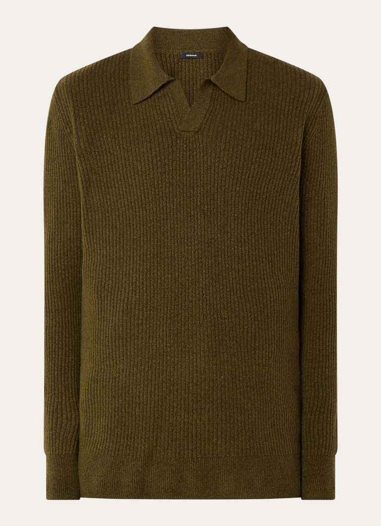 Denham Rib-knitted pullover with collar