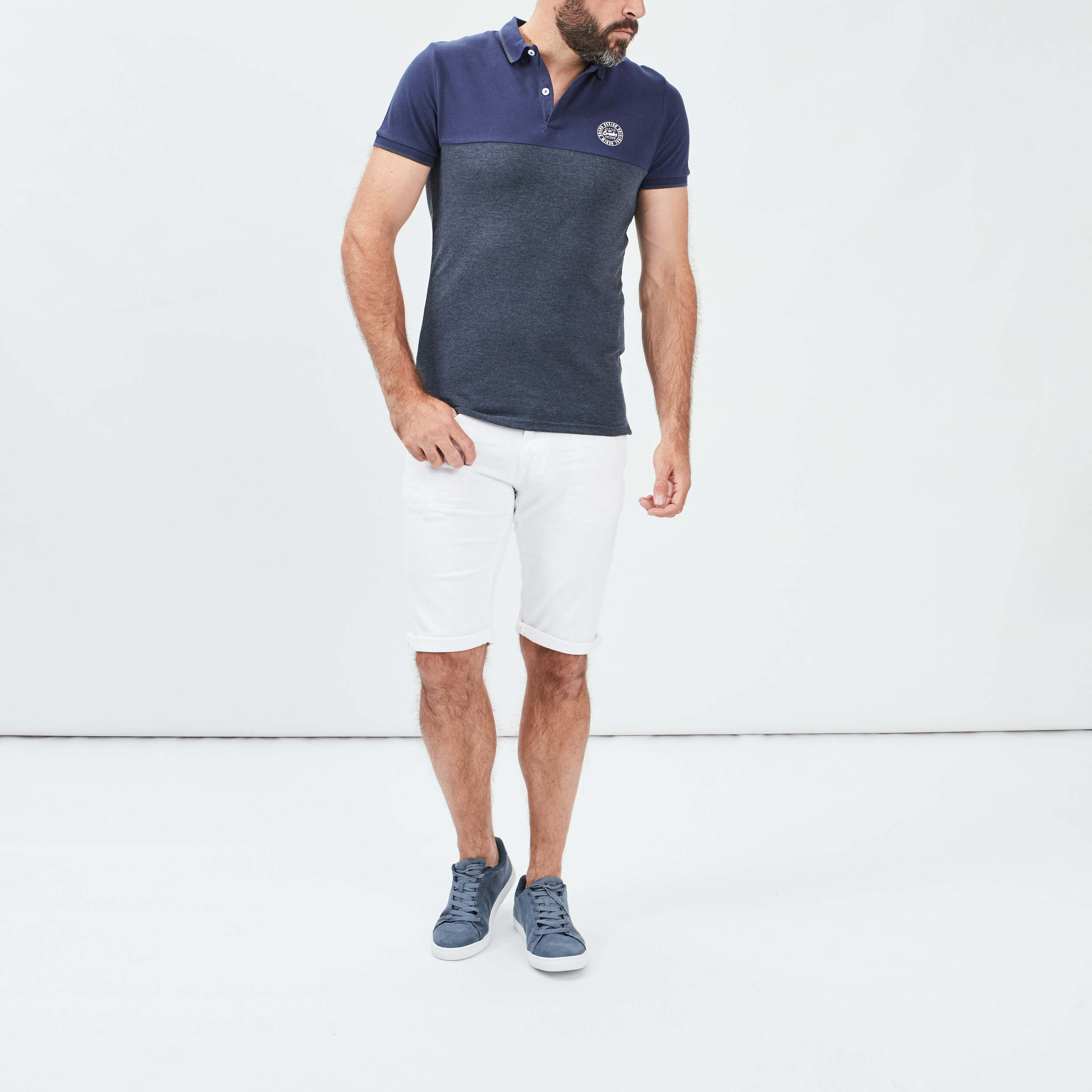 Polo manches courtes coton Creeks bleu marine homme | La Halle