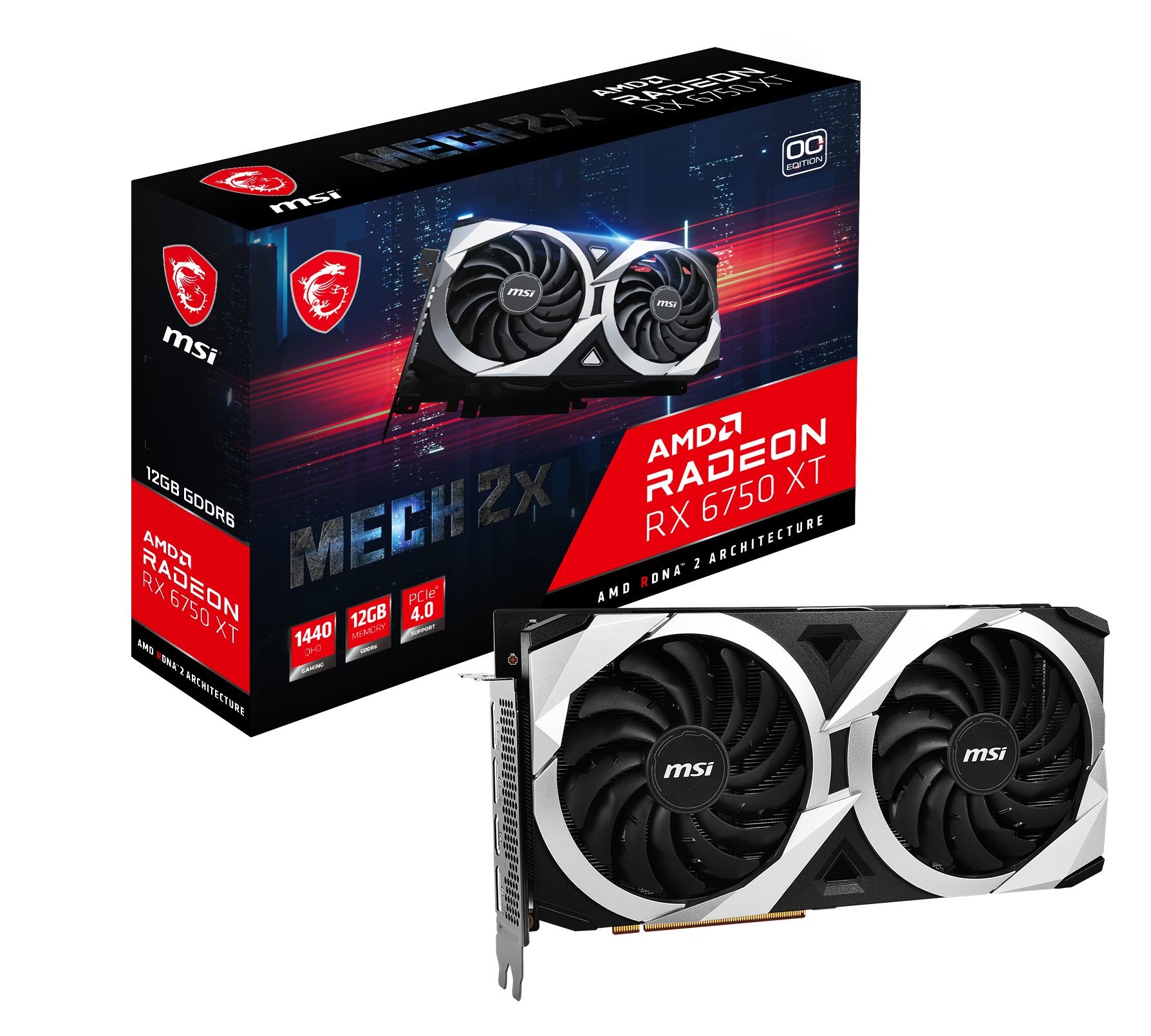 MSI Radeon RX 6750 XT MECH 2X 12G OC Grafikkarte (12 GB, GDDR6)