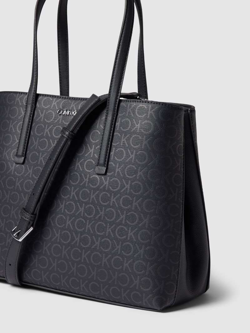 Tote Bag mit Allover-Logo in schwarz