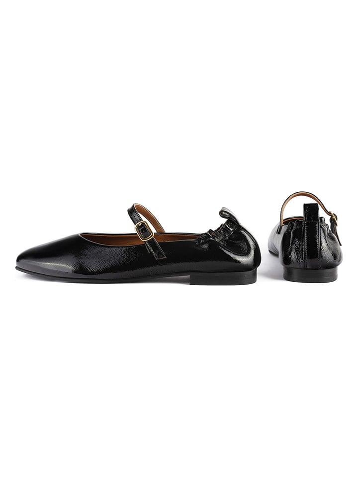 loft37 Leder-Spangenballerinas in Schwarz günstig kaufen