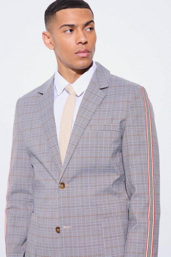 Einreihiger karierter Slim-Fit Blazer