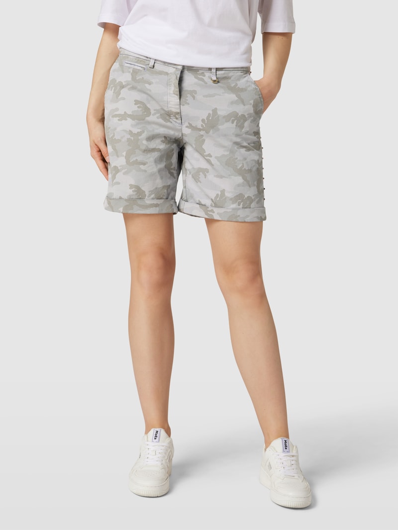 Bermudas mit Allover-Muster Modell 'JACQUELINE CURVY' in hellblau