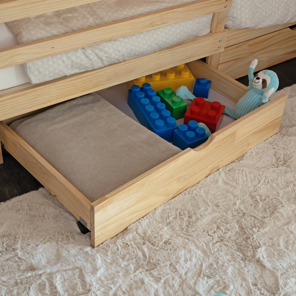 Home Deluxe Kinderbett WOLKENLAND mit Schubladen – 90 x 200 cm Natur