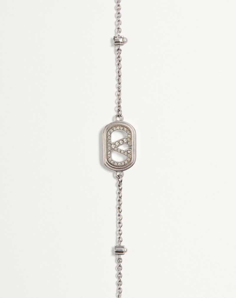 Pulseira com a assinatura VLogo em metal, pérolas e cristais Swarovski®