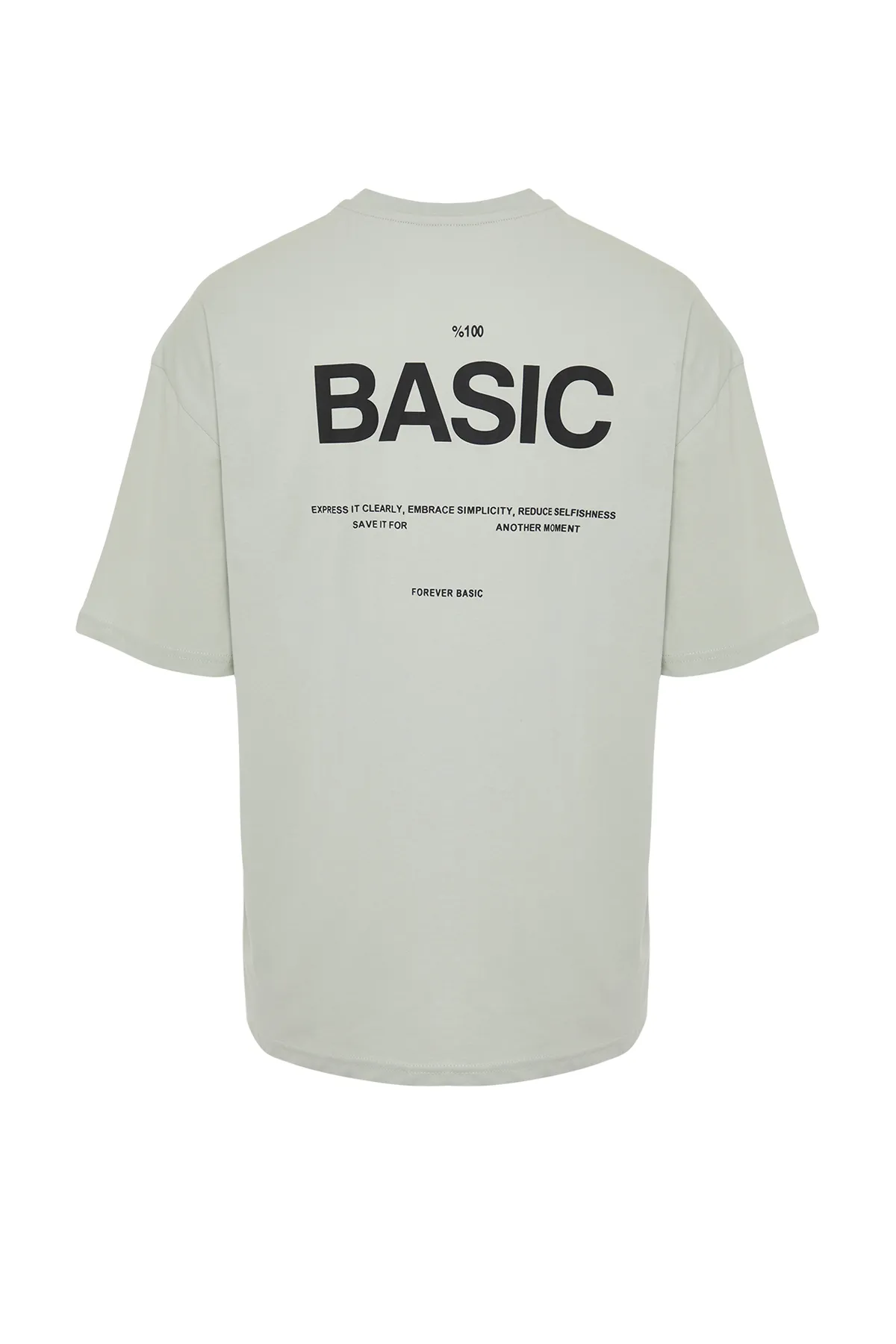 Trendyol Collection  Graues übergroßes Strick-T-Shirt mit Rundhalsausschnitt und Slogan TMNSS23TS00263