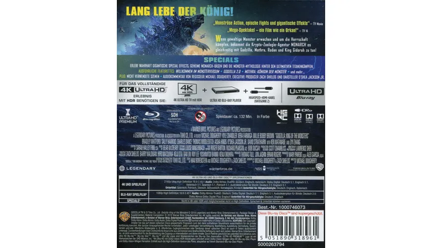 Godzilla II - King of the Monsters  (4K Ultra HD) (+ Blu-ray 2D)