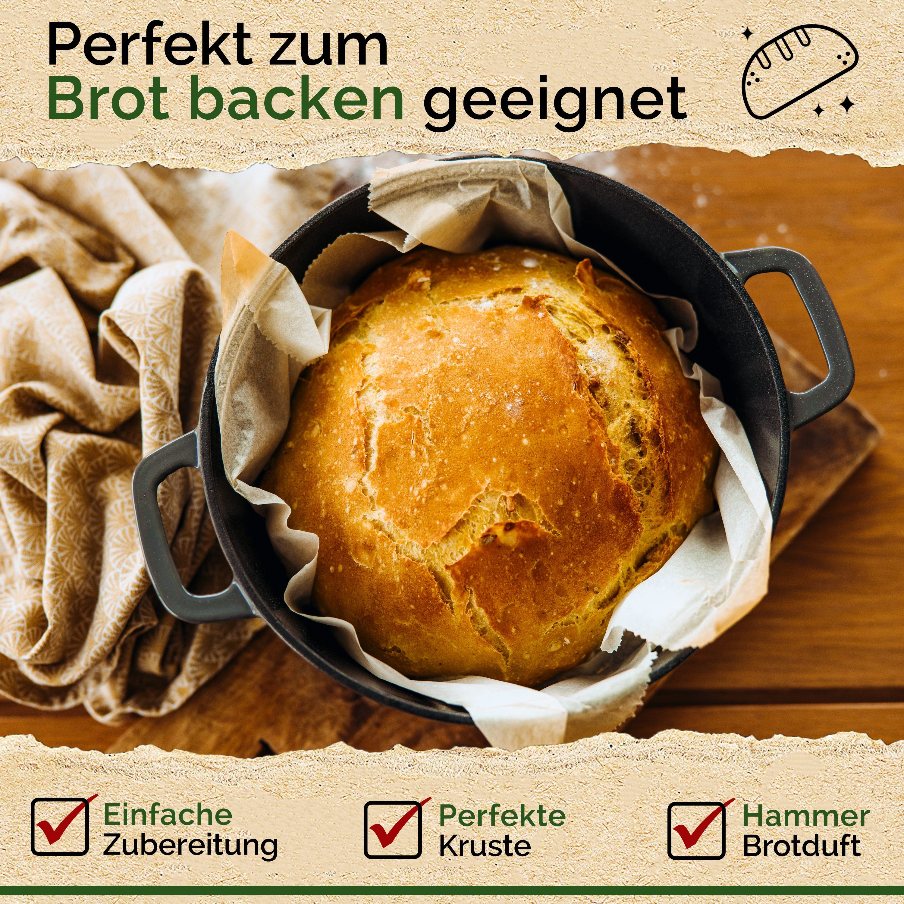 Funkenflug Bräter Funkenflug® Gusseisen Topf - Brotbacktopf inkl. Gärkorb, Gusseisen (Funkenflug Gusseisen Topf, Funkenflug Gusseisen Topf), Gusseisen, Inkl. Gärkörbchen