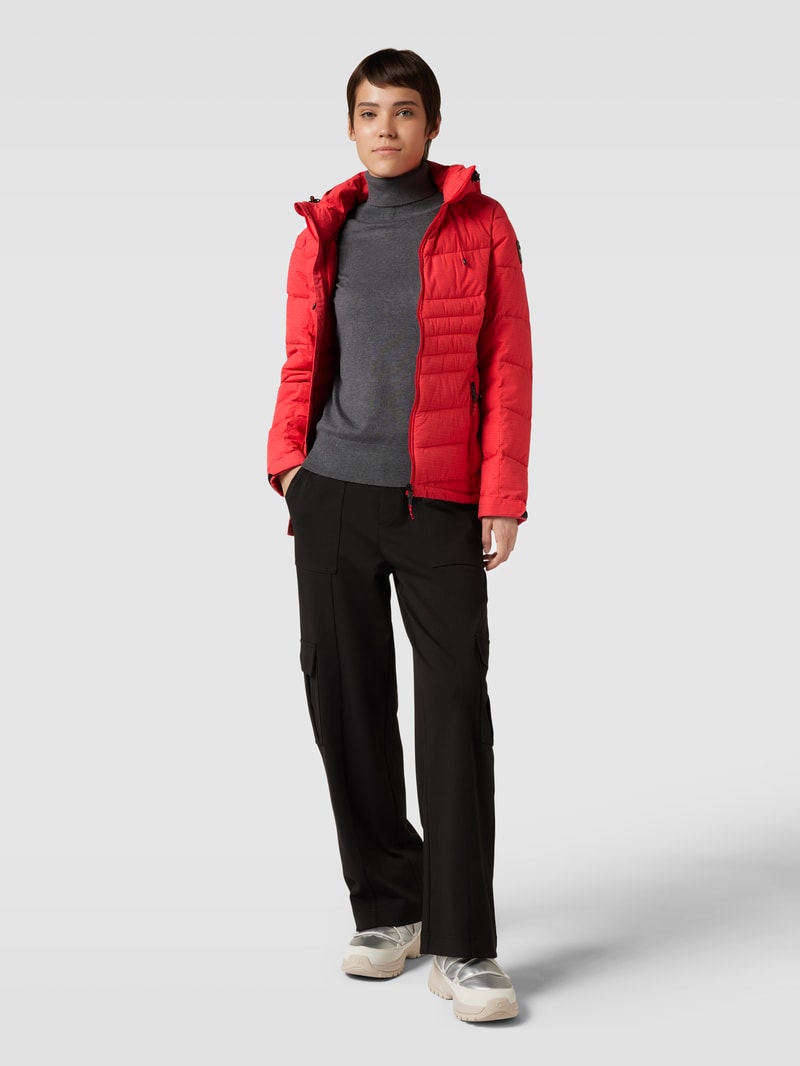 Steppjacke mit Kapuze in koralle