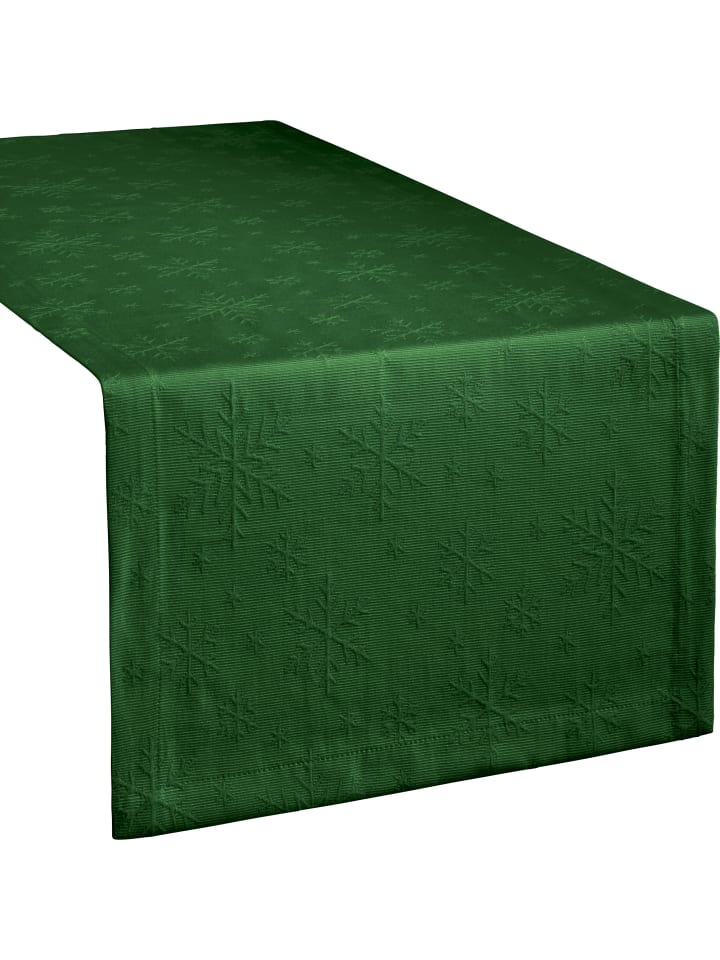 REDBEST Jacquard Tischläufer Snowflake in dunkelgrün günstig kaufen 50 x 150 cm