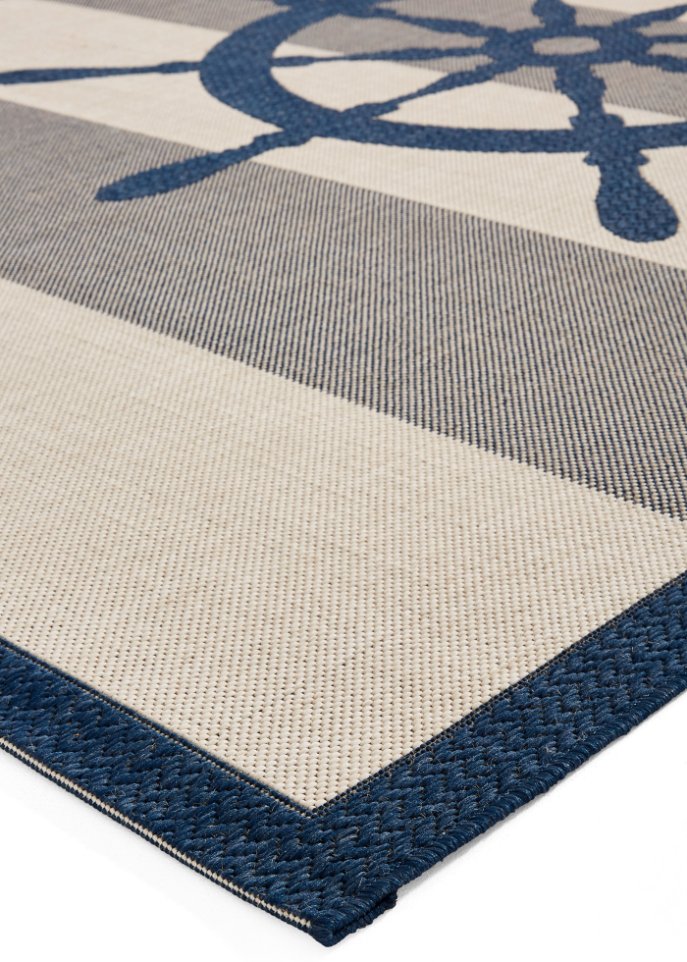 In- und Outdoor Teppich mit Steuerrad Motiv