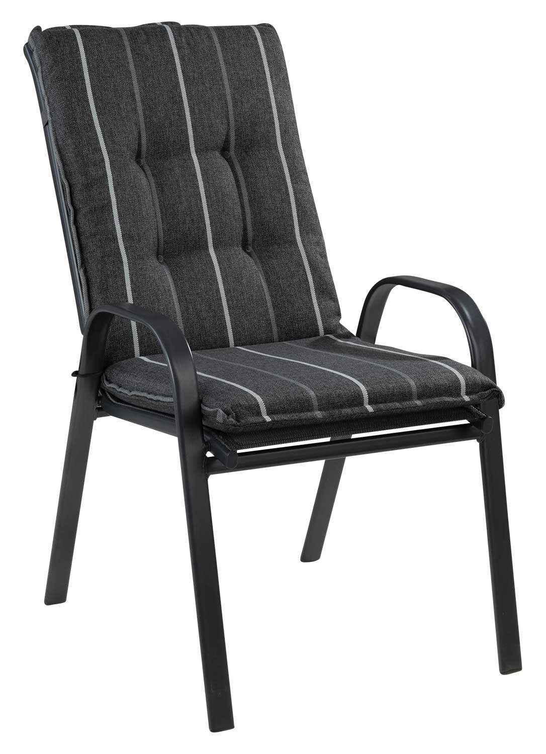 GO-DE Polsterauflage OVENA, B 50 x L 108 cm, Schwarz, 6er Set, (Set, 6 St), Gartenstuhlauflagen für Mittellehnstühle