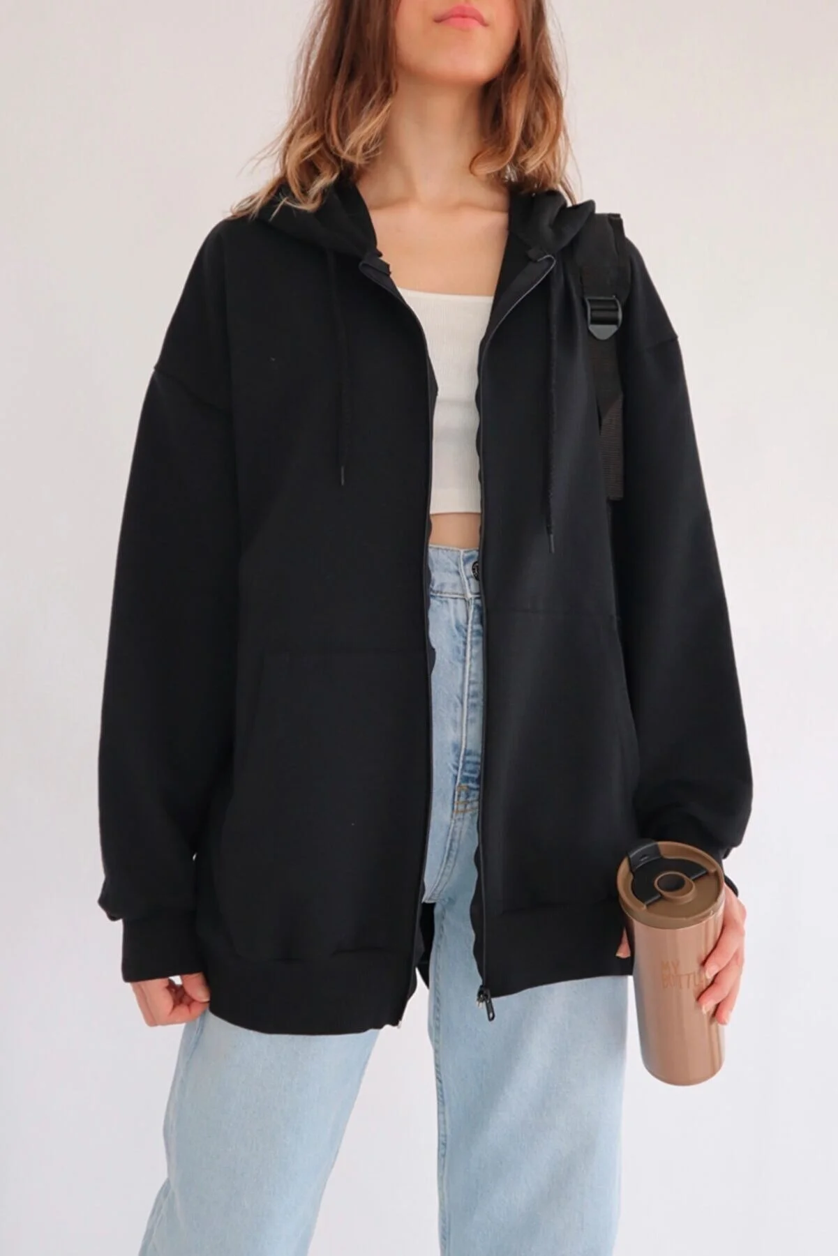 EFBUTİK  Unisex-Cardigan mit Reißverschluss in Schwarz