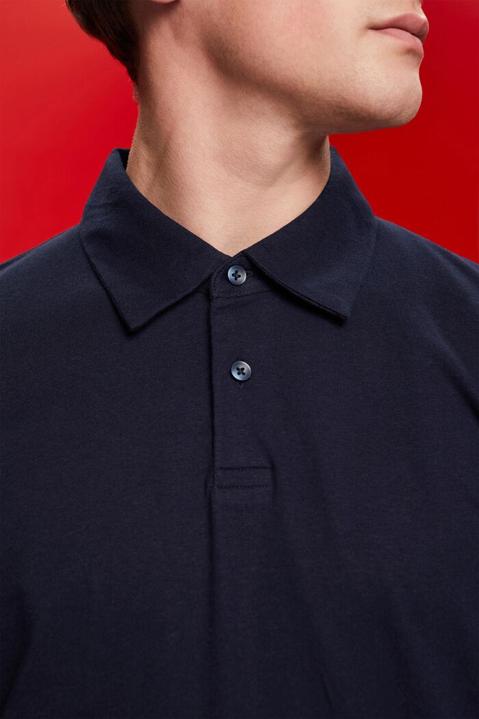 Jersey Poloshirt, Baumwolle-Leinen-Mix