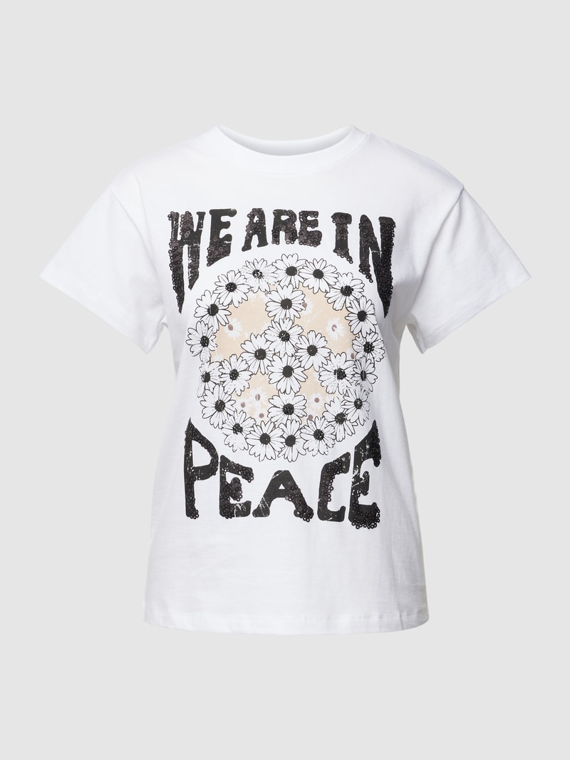 T-Shirt mit Motiv-Print in weiß