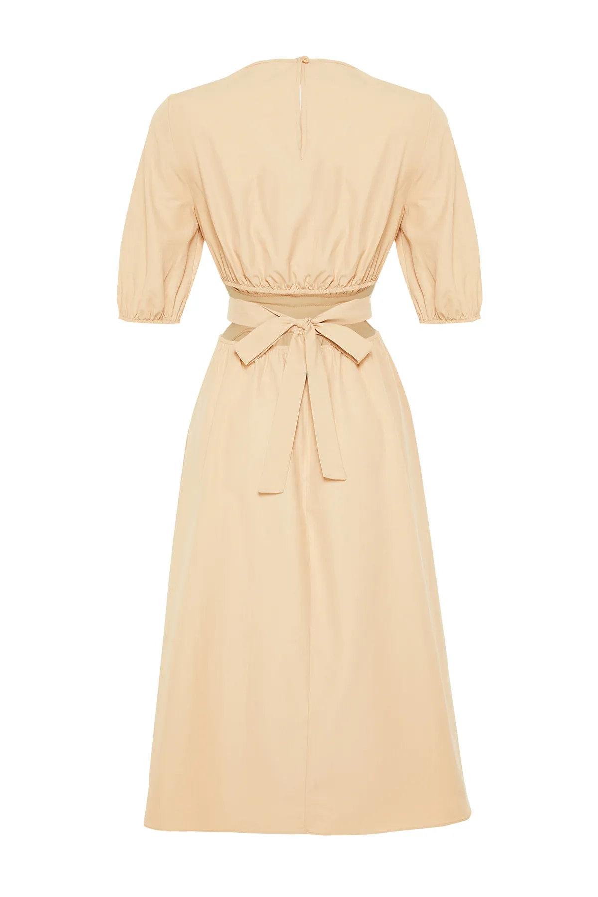 Trendyol Collection  Kamelfarbenes Midi-Webkleid mit Taillenöffnung TWOSS24EL00434