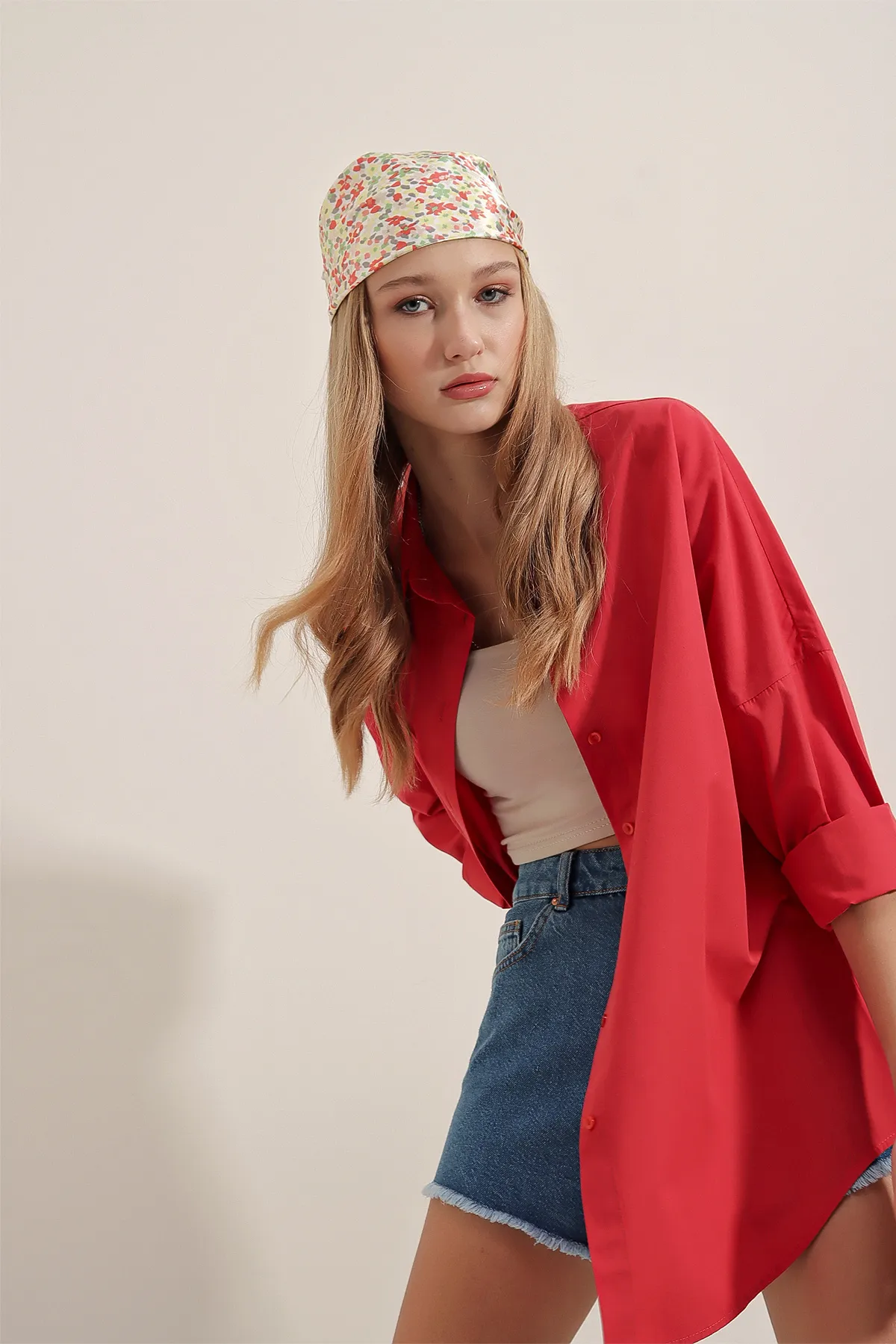 Bigdart  3900 Oversize-Lang-Basic-Hemd – Rot