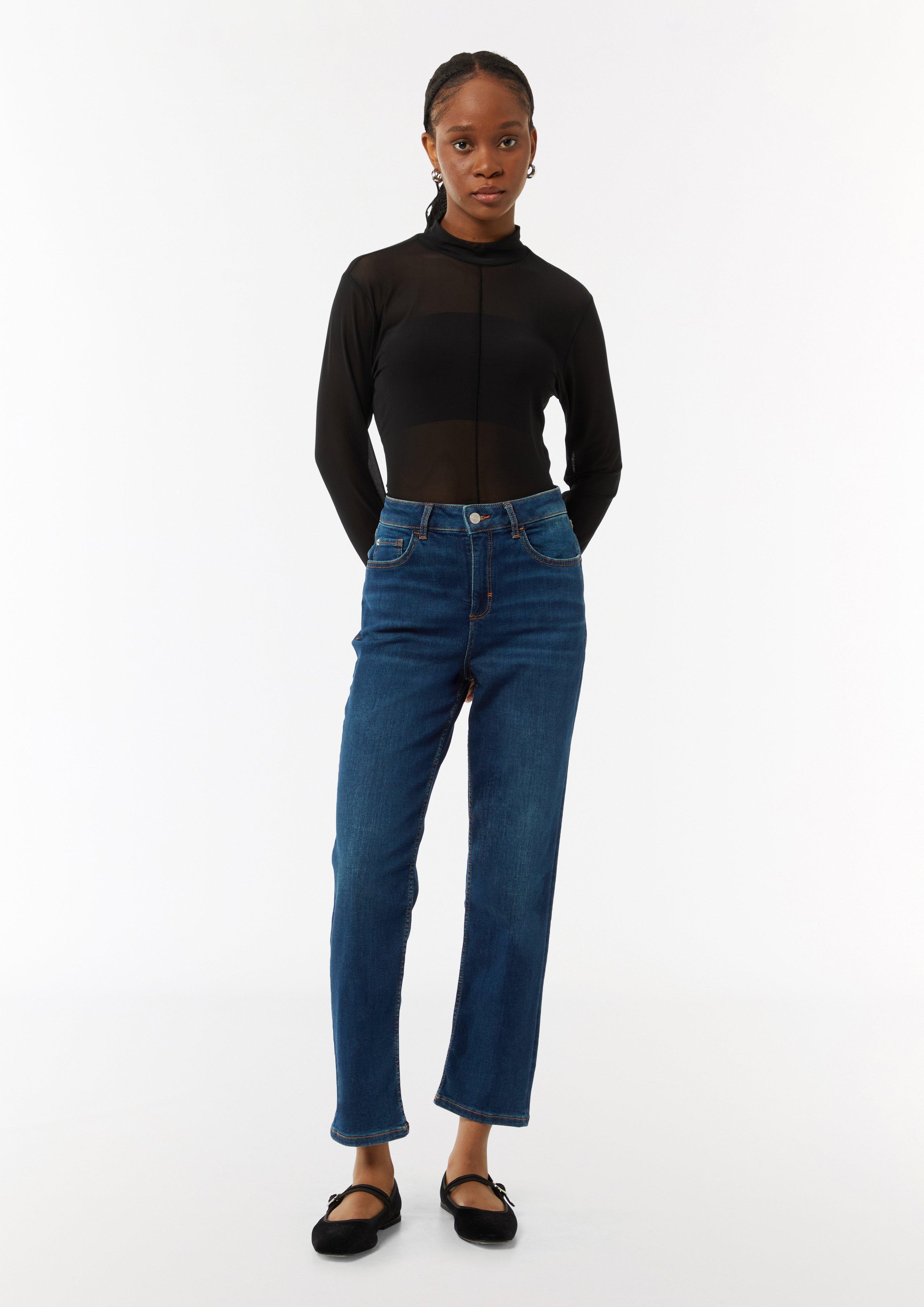 Ankle-Jeans aus Baumwollstretch mit geradem Bein - dunkelblau