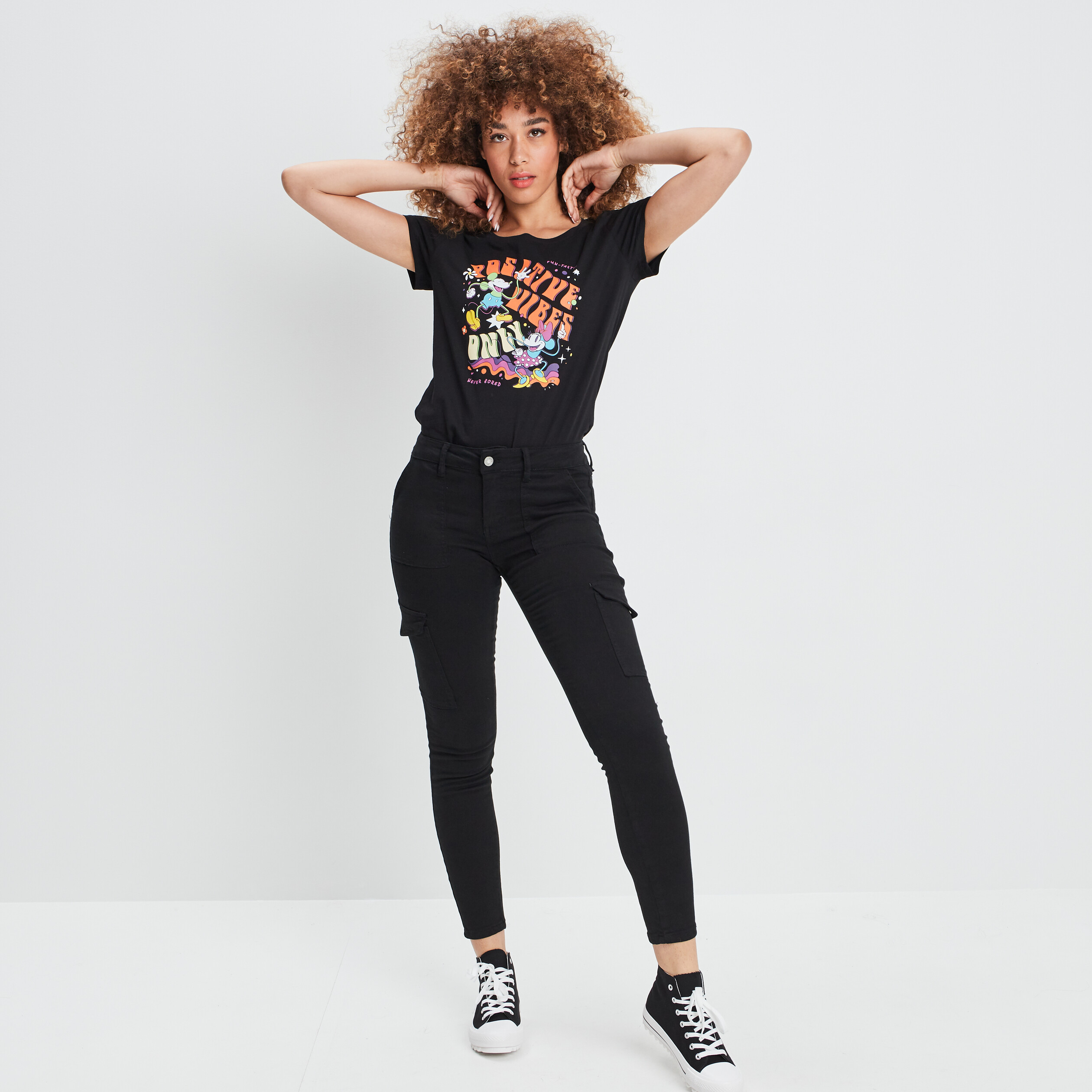 T-shirt manches courtes Mickey noir femme | La Halle