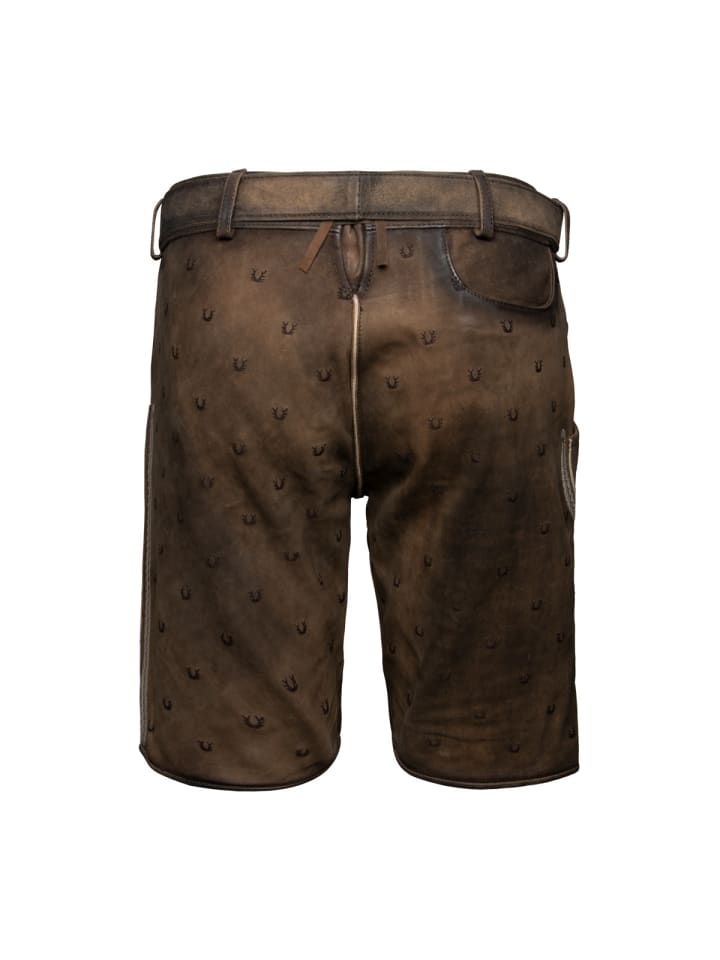 KRÜGER Lederhose Harvey mit Gürtel in braun günstig kaufen