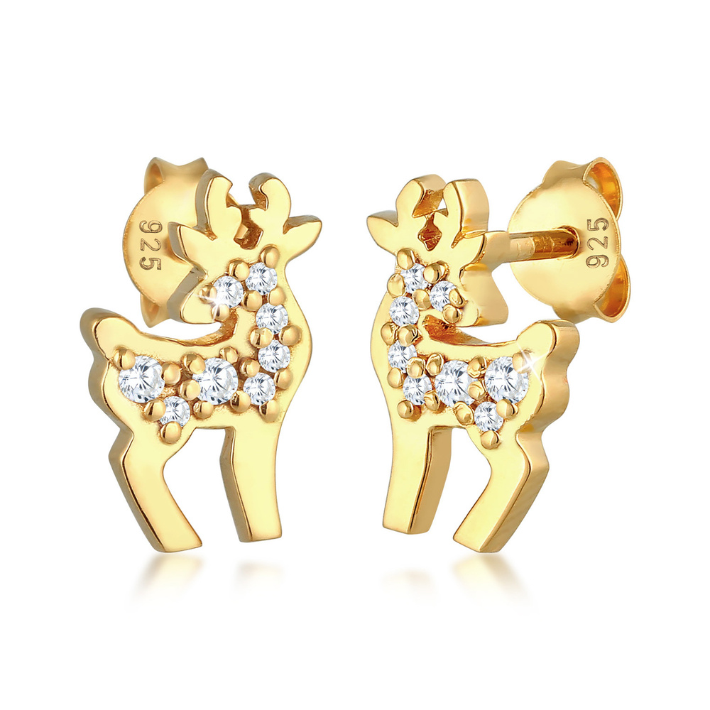 Elli Elli Boucles d'Oreilles Boucles d'oreilles dames Renne de Noël avec cristaux de z Boucles d'oreilles
