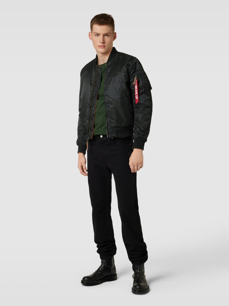Bomberjacke mit Label-Detail in schwarz