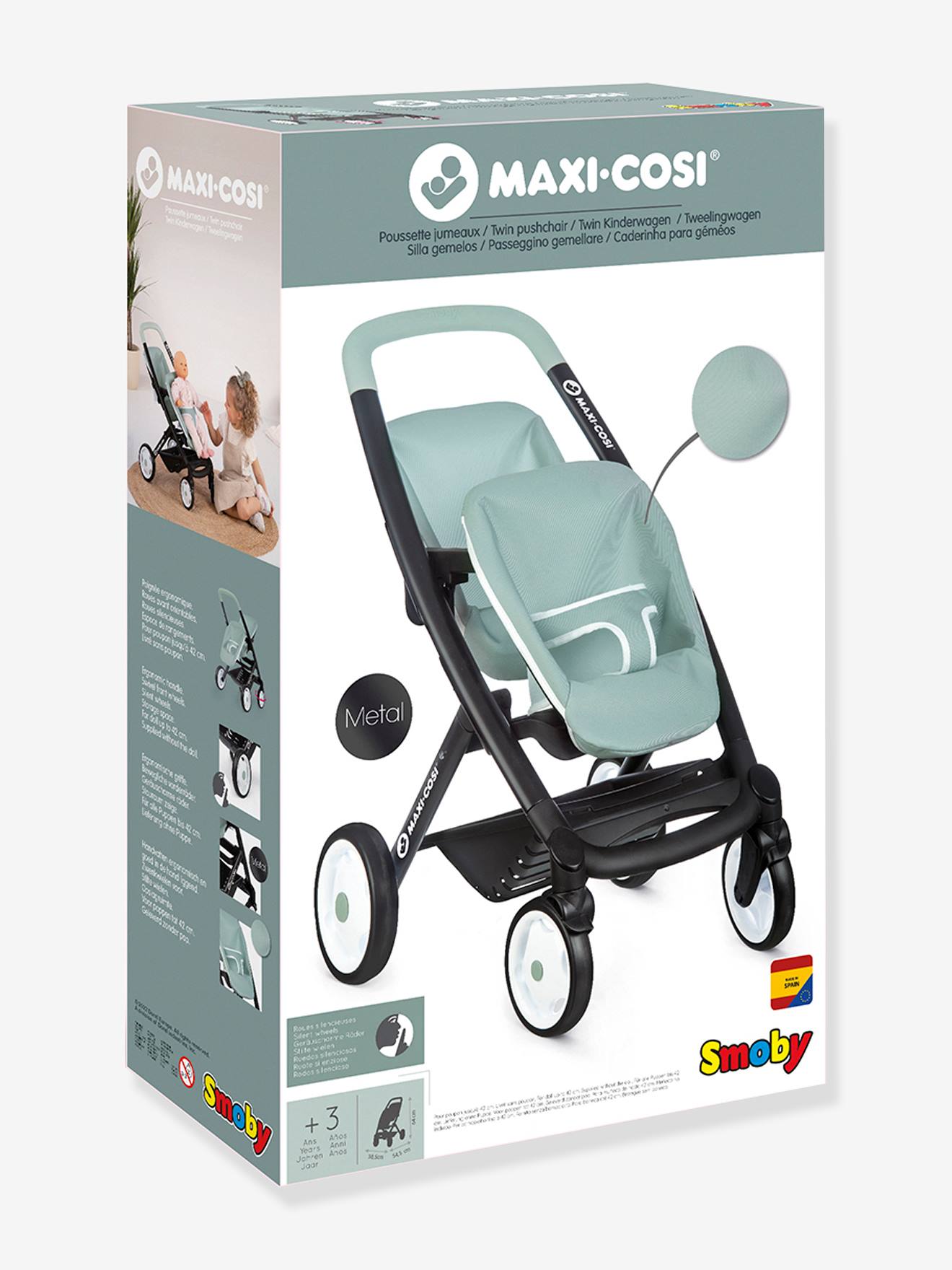 Smoby Maxi Cosi Geschwister-Puppenwagen SMOBY COTOONS - grün