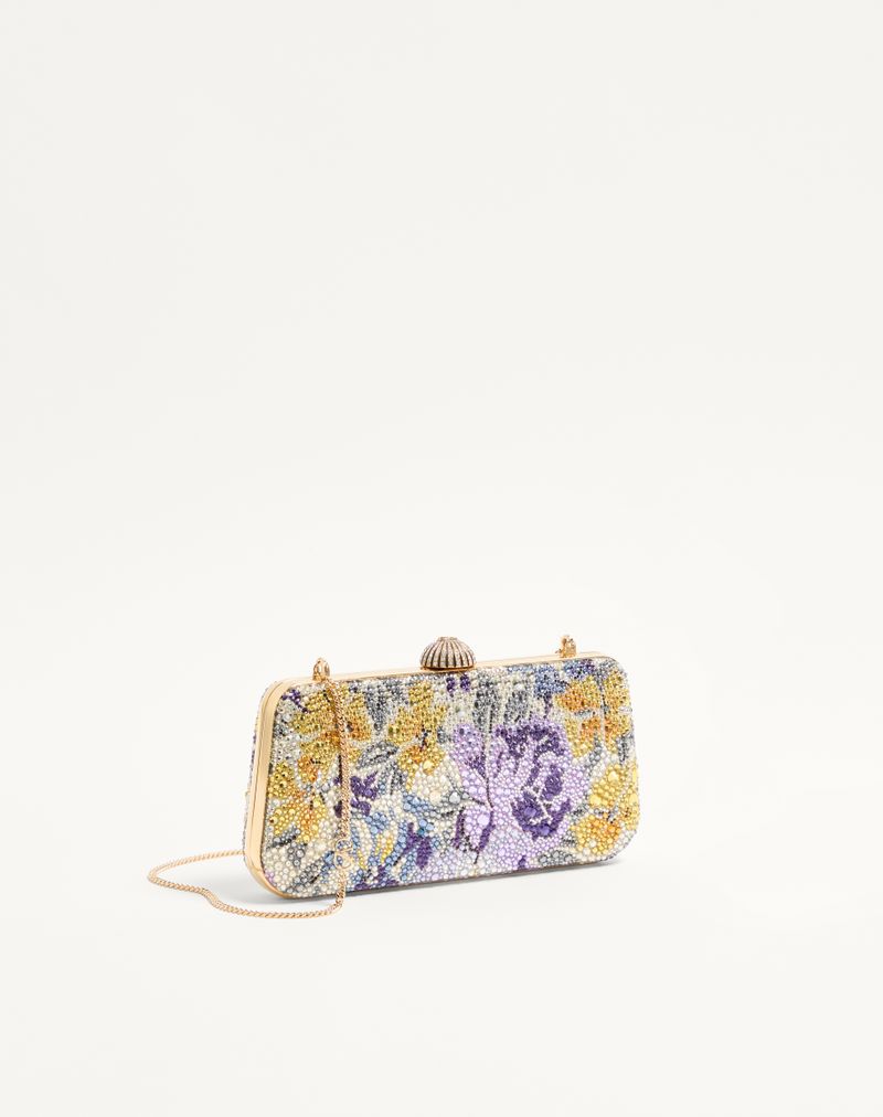 Bolsa Valentino Garavani Carry Secrets com estampa floral e strass.