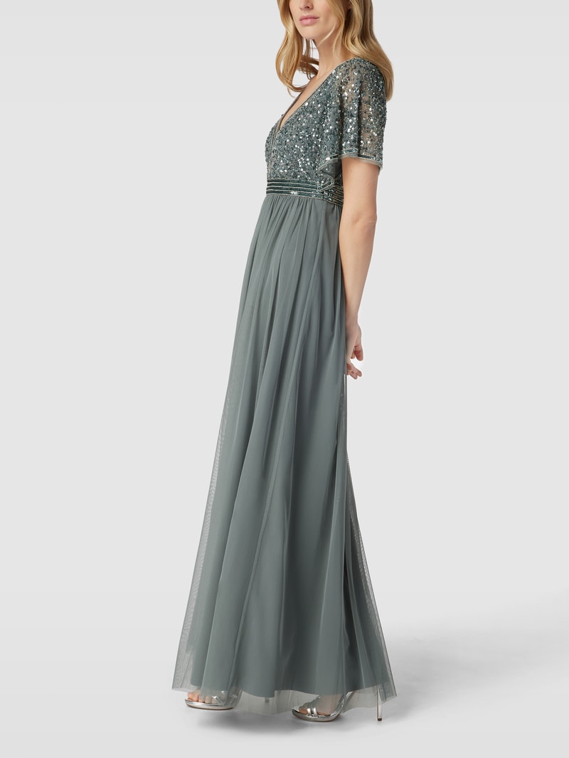 Abendkleid mit Paillettenbesatz in bottle