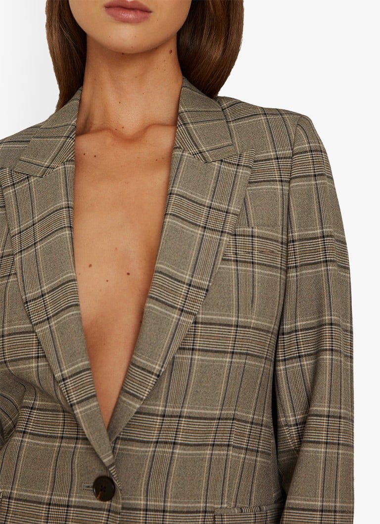 Reiss Tamy blazer with check pattern and flap pockets