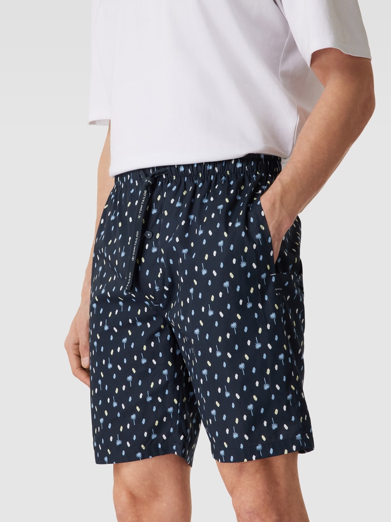 Pyjama-Hose mit Label-Details in dunkelblau