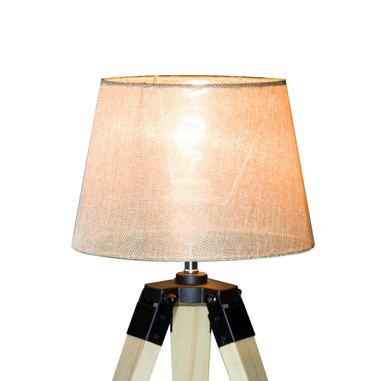 HOMCOM Tischleuchte Tischlampe Nachttischlampe E27 Leinenoptik, Kiefer Polyester, 24x24x45cm (Beige)