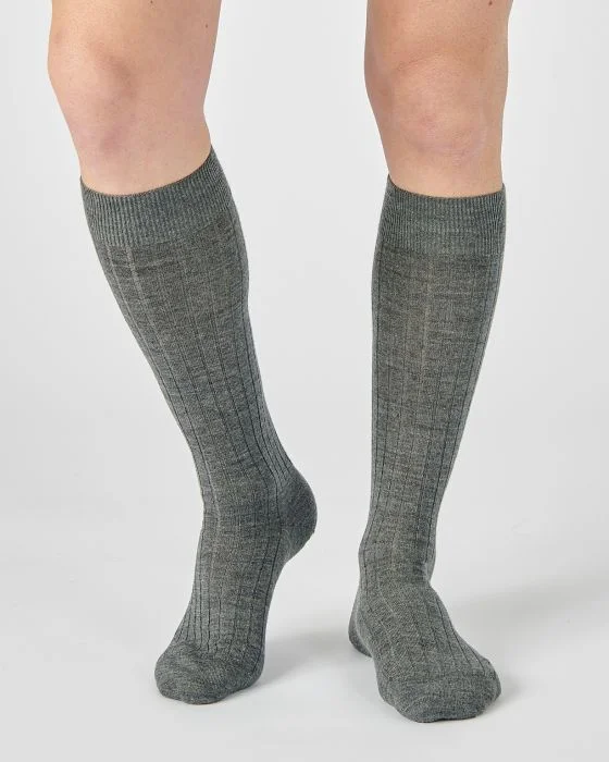 Lot de 2 paires de mi-bas côte Derby 80% laine Mérinos.