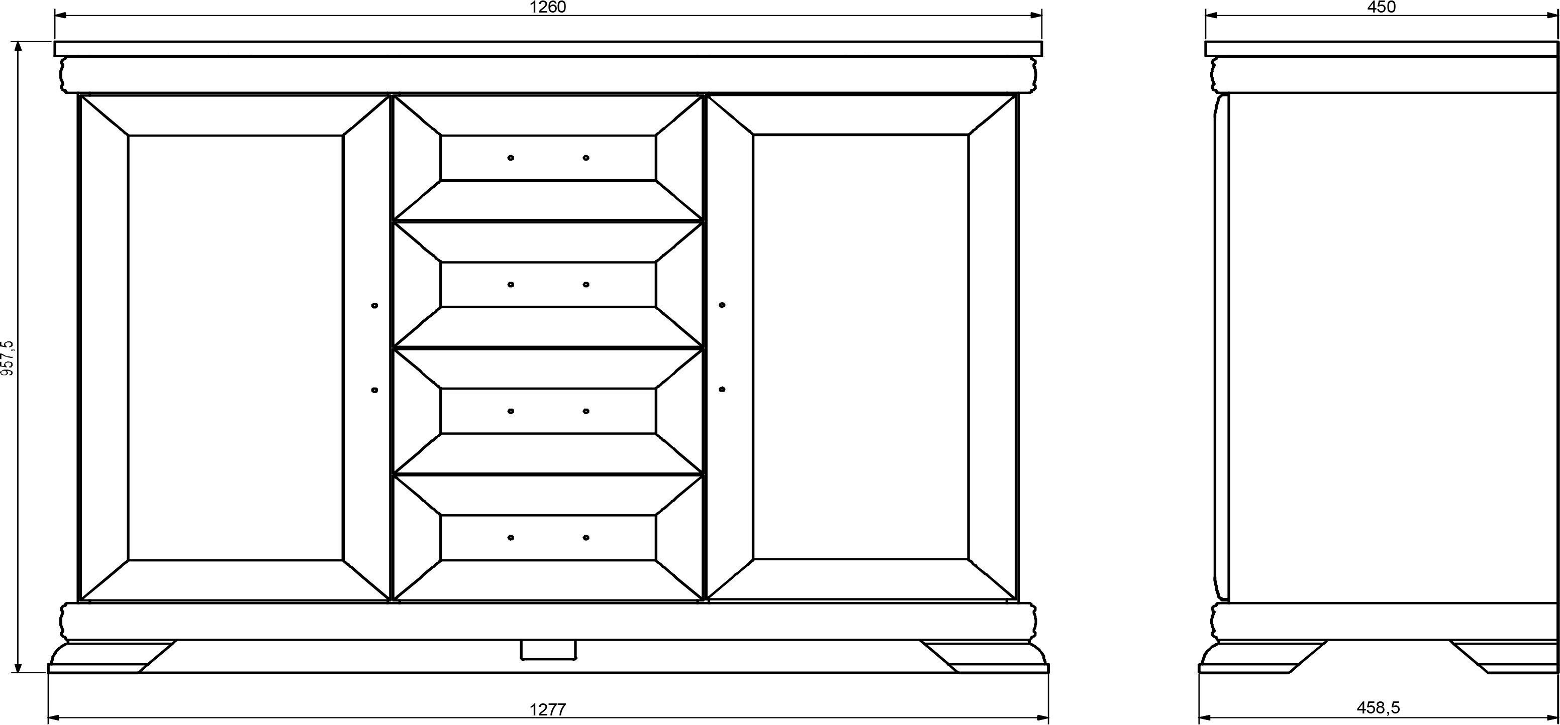 Home affaire Buffet Royal Breite ca. 128 cm