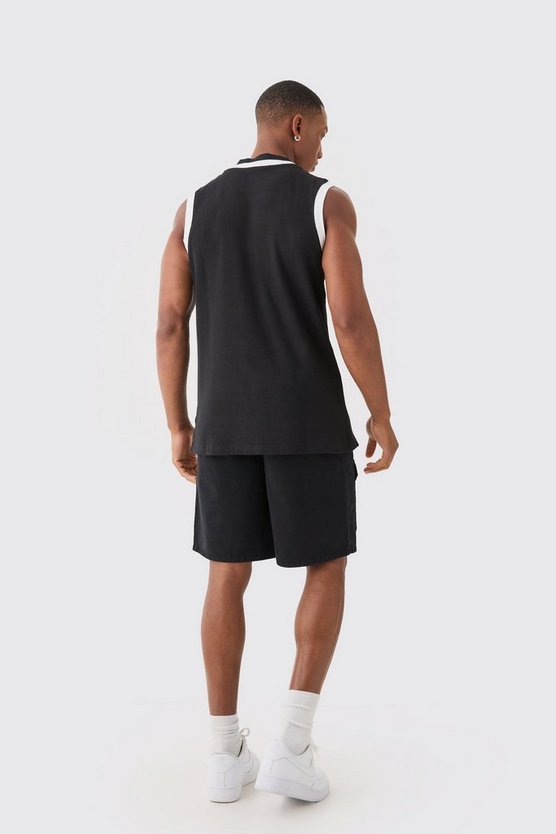 Colorblock Tanktop in Waffeloptik