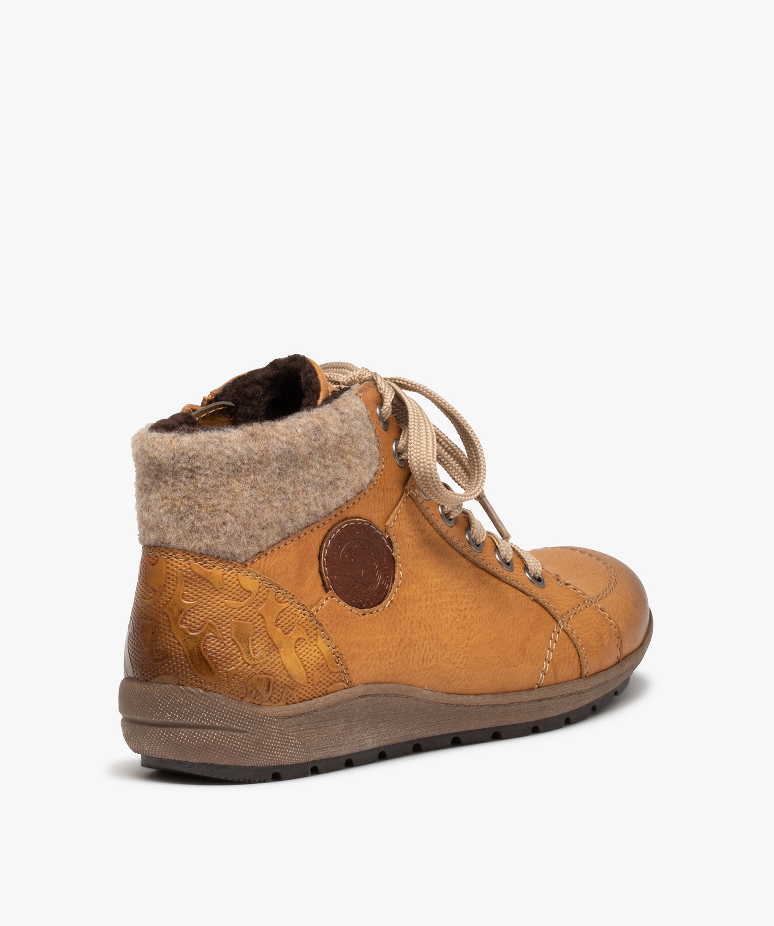 Boots femme confort avec col en maille – Softrelax camel | GEMO