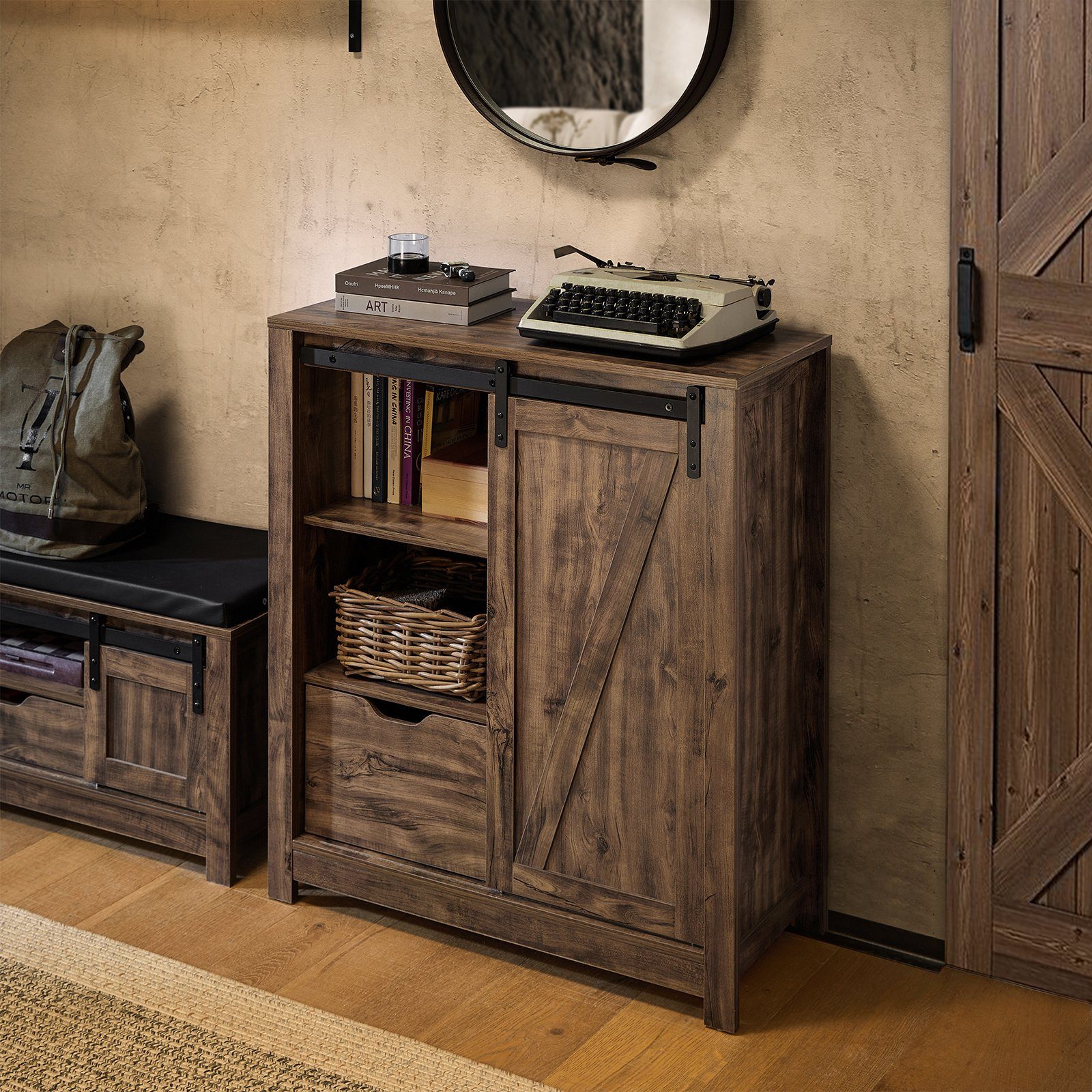 SoBuy Sideboard FSB59, mit Schiebetür Schuhschrank Küchenschrank Flurschrank Beistellschrank
