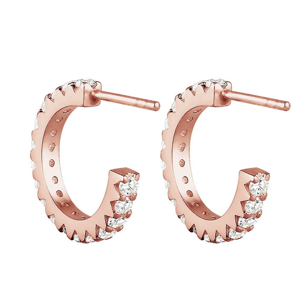 Elli Elli Boucles d'Oreilles Femme Créole Géo Cristaux Argent 925 Boucles d'oreilles