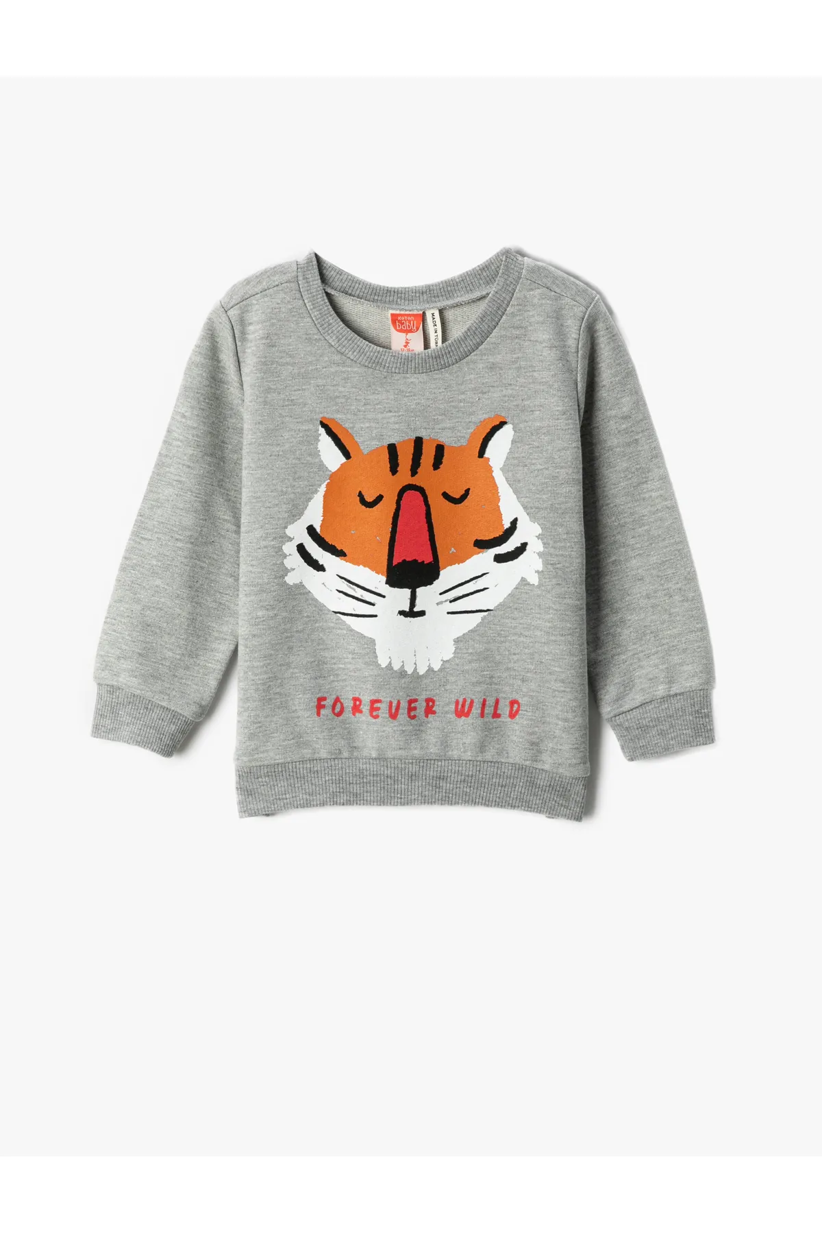 Koton  Sweatshirt mit Tiger-Print, langen Ärmeln und Rundhalsausschnitt