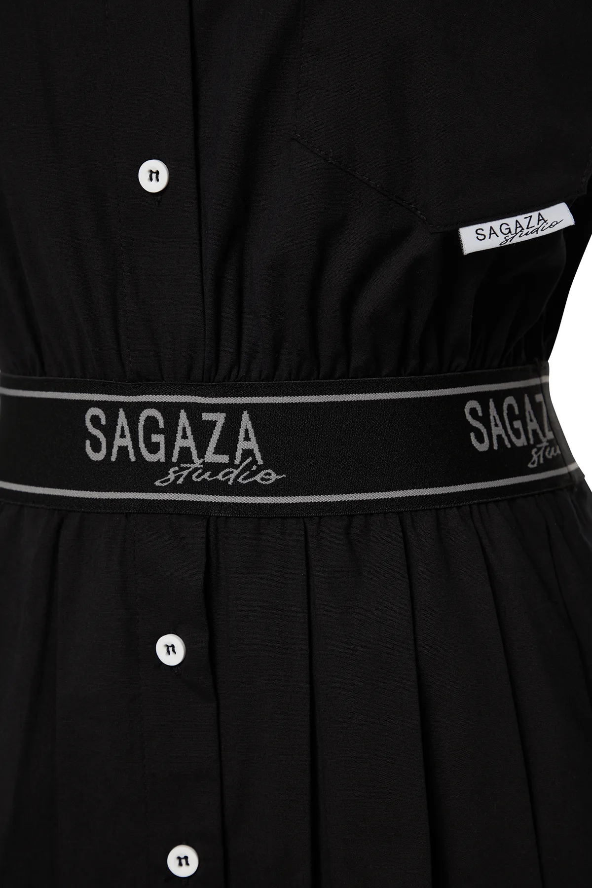 Trendyol Collection  X Sagaza Studio Schwarzes Kleid mit offener Taille/Skater-Taille, reifenlagiges Palepate-Kleid tclaw24el00000