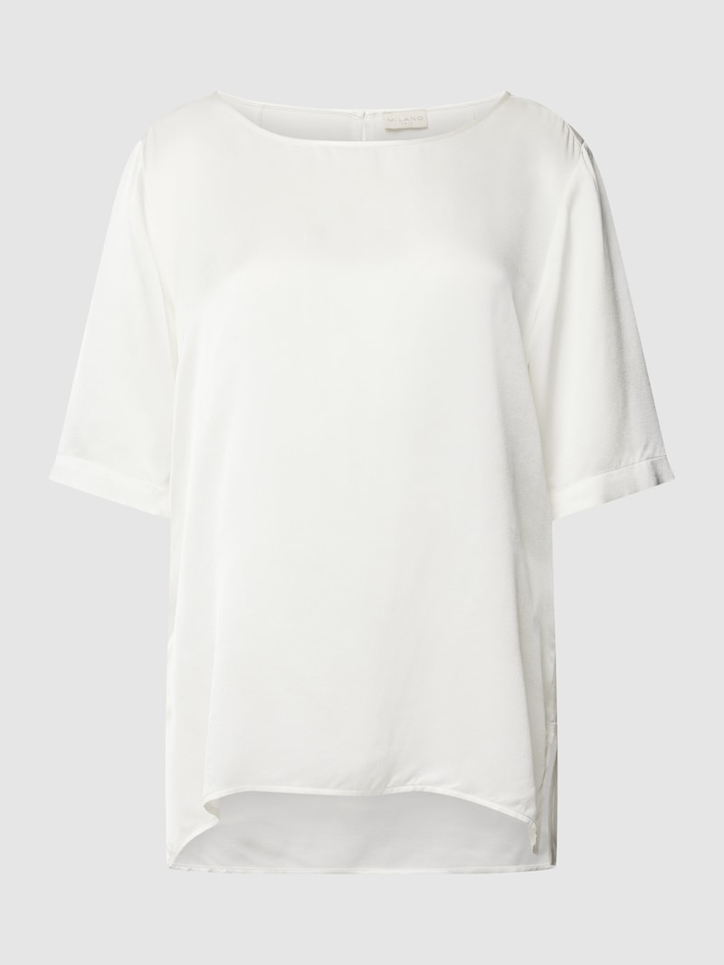 Blusenshirt aus Viskose mit U-Boot-Ausschnitt in offwhite