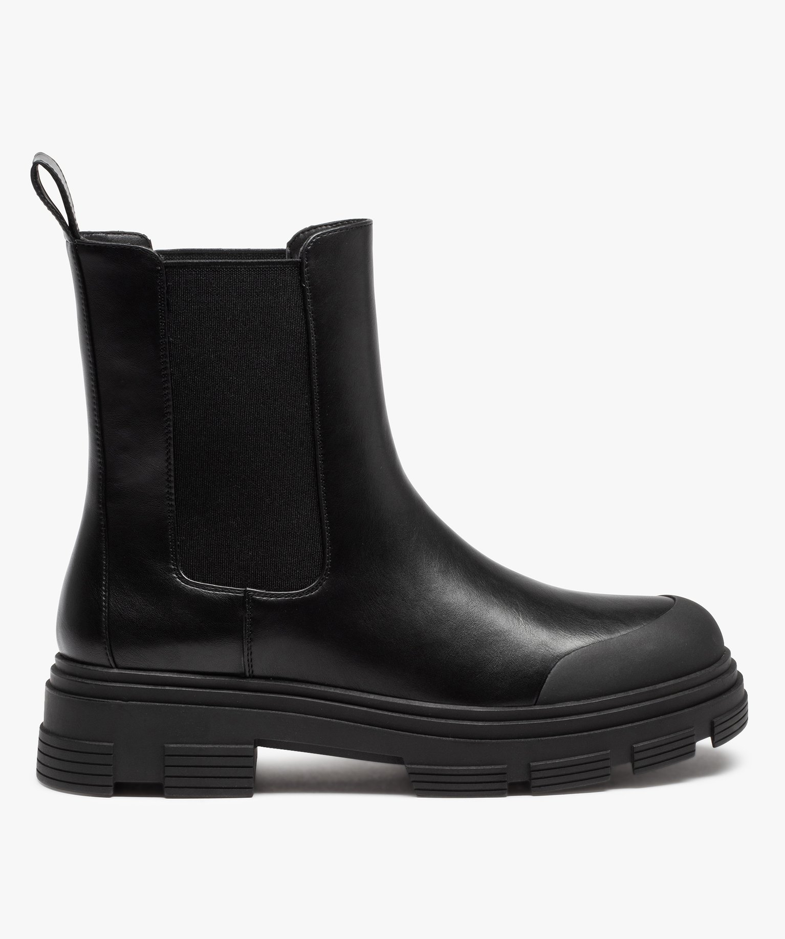 Boots femme unies style Chelsea à semelle crantée noir | GEMO