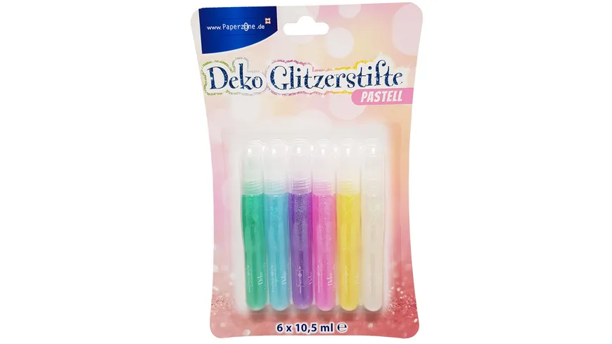 PAPERZONE Glitzerstifte zum Dekorieren pastell 6er Set 63 ml