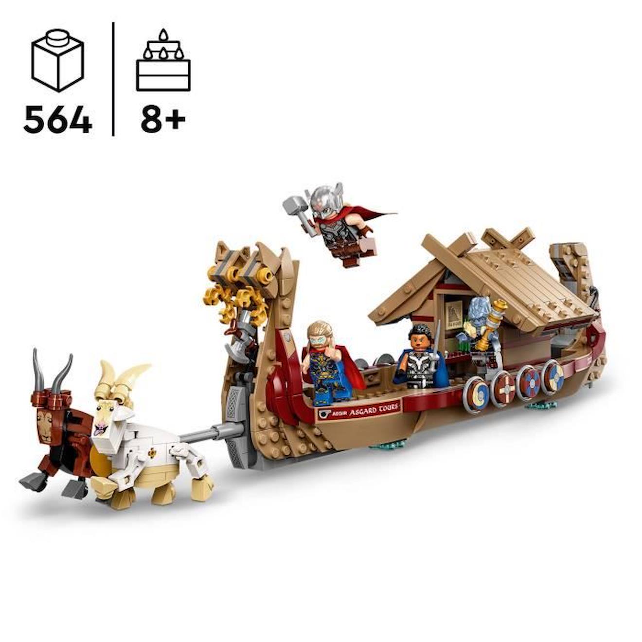 LEGO® 76208 Marvel Le Drakkar de Thor, Jouet à Construire de Bateau avec Minifigurines Avengers et Stormbreaker, dès 8 ans marron