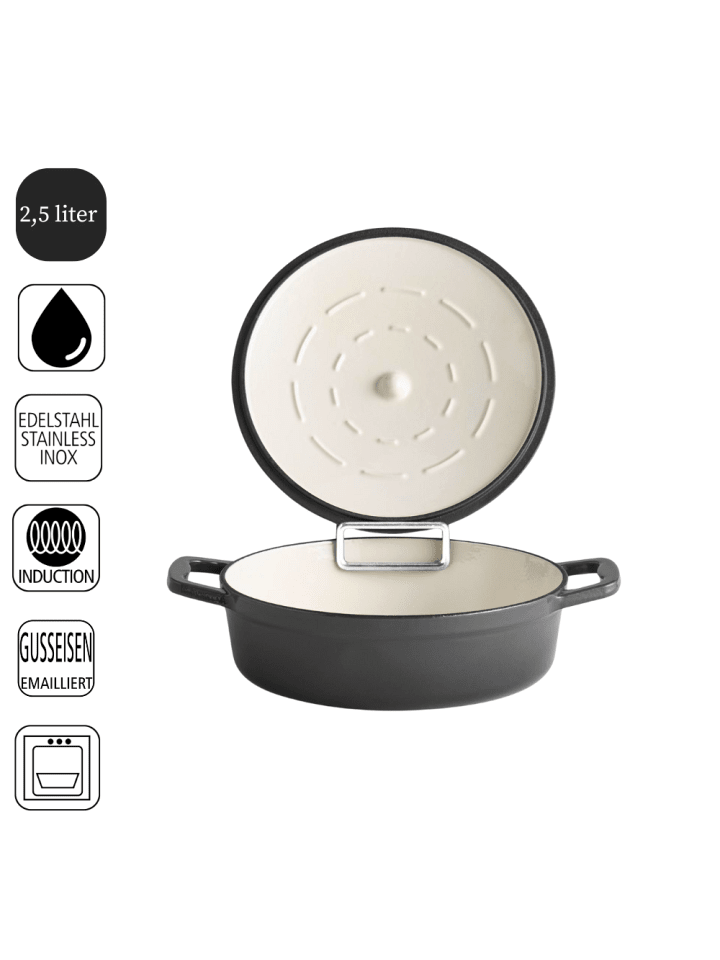 APS Bräter mit Deckel in anthrazit, Ø 25 cm, H: 7cm, 2,5 Liter günstig kaufen onesize