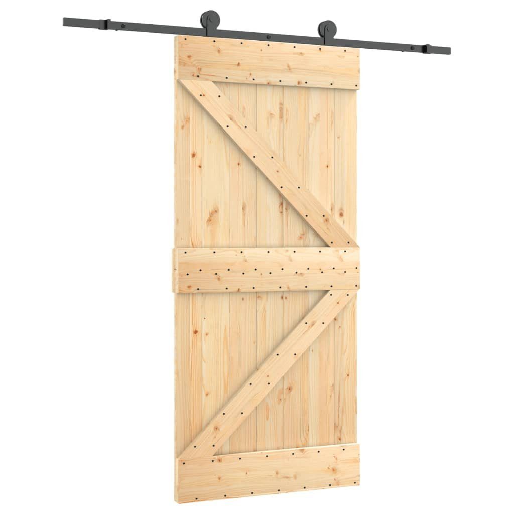 vidaXL Zimmertür Schiebetür mit Beschlag 95x210 cm Massivholz Kiefer Zimmertür Innentür