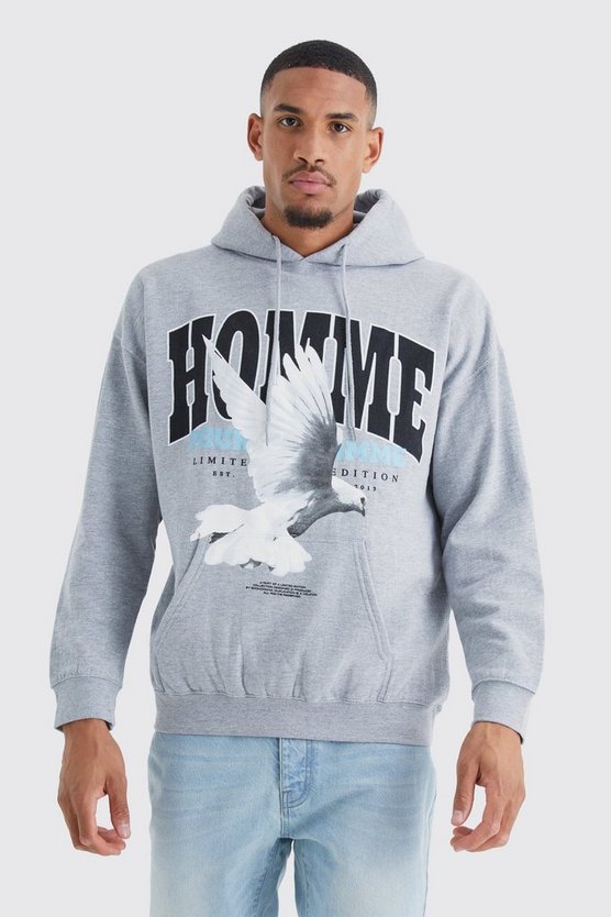 Tall Oversize Hoodie mit Homme Print