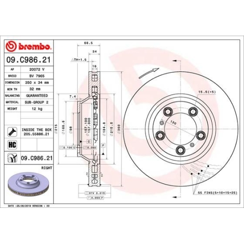 Bremsscheibe Brembo VR 1 Stück 09.C986.21 - ATU