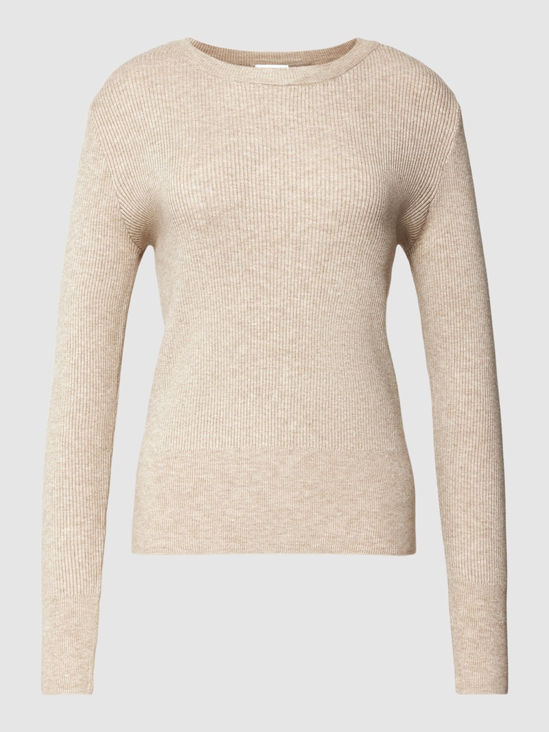 Strickpullover mit Rundhalsausschnitt in beige