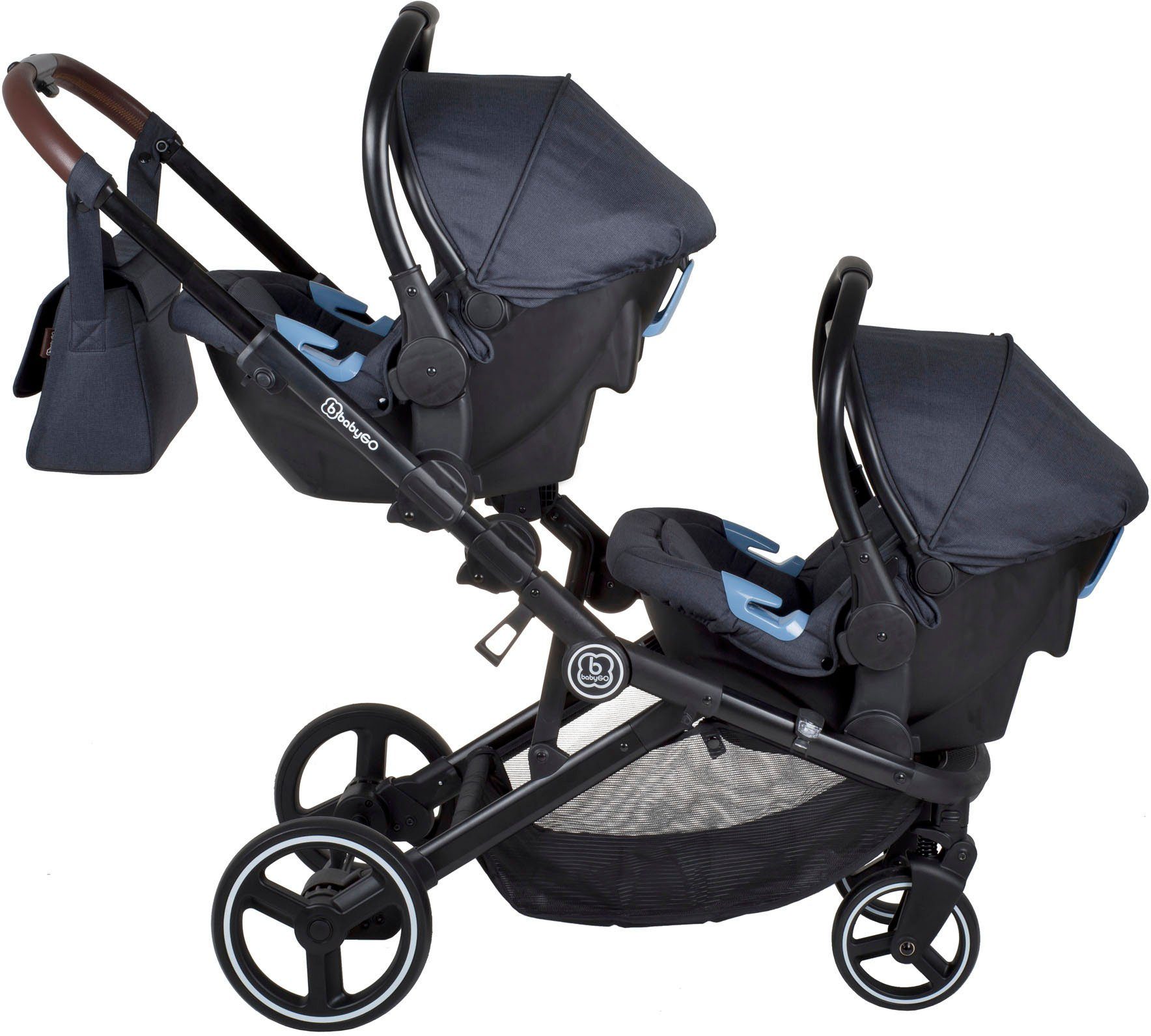 BabyGo Babyschale Twinner, grau, ab: ab Geburt, ab: 0 kg, bis: 13 kg, inkl. 2 Adapter, für Kinderwagen Twinner